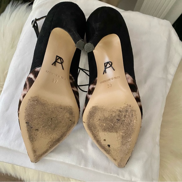 Animal Print PAUL ANDREW Ponyhair Suede Pointed Toe Ankle Strap Heels - Picture 11 of 16